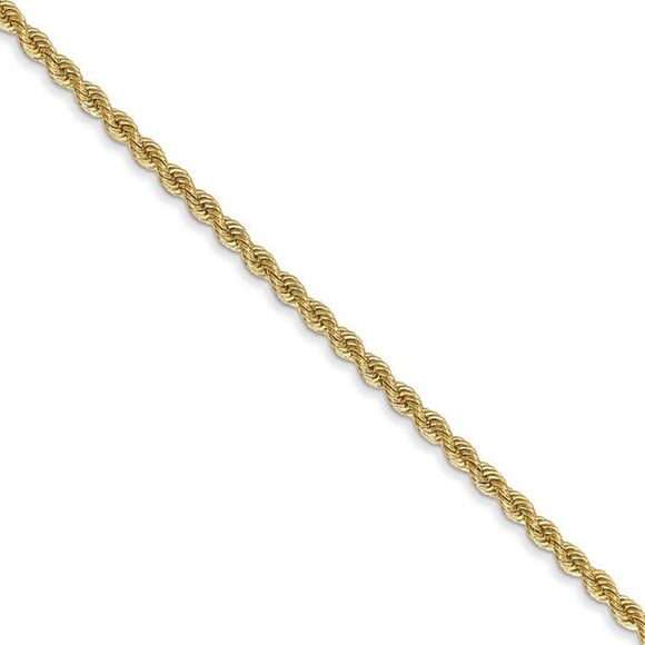 2mm 14k Yellow Gold Classic Solid Rope Chain Necklace 22 Inch